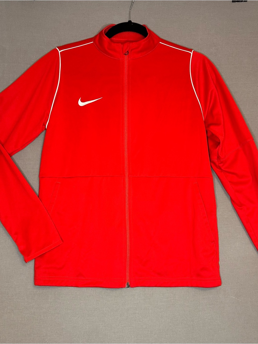 Nike‎ Red Track Jacket with White Swoosh and Piping